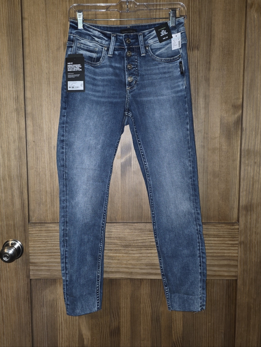 Silver High-Rise Button-Fly Slim Jeans